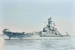 Harley Crossley (b. 1936) British, a United States Navy South Dakota Class Battleship, oil on