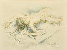 Frank Martin (1921-2005) A reclining nude, pastel, signed in pencil, 13.75