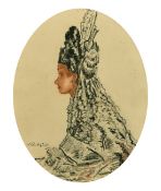 Circle of Russell Flint, A study of a lady in profile, watercolour, bears signature, 9