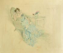 Richard Pannett (19th/20th Century) British, an elegant young lady relaxing in an armchair,