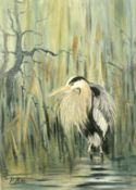 Baroness Von Bismark (20th Century) 'The Heron', oil on canvas, initialled and dated '92,