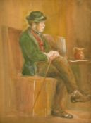 Erskine Nicol (1825-1904) A scene of an elderly gentleman in a tavern, watercolour, indistinctly