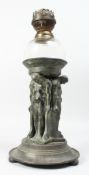 Oscar Bruno Bach (1884-1957) American, a compote base formed of three male caryatids, cast metal