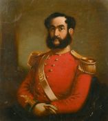 19th Century English School, a portrait of a seated military officer, oil on board, 12.75