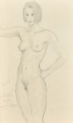 Kanwaldeep Singh Kang, signed Nicks (1964-2007) British, 'Lucy' a pencil sketch of a standing female