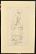 Fred Roe (1864-1947) British, a pencil sketch of an elegant lady in a bonnet, signed and dated 1891,