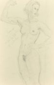 Kanwaldeep Singh Kang, signed Nicks (1964-2007) British, 'Lucy' a pencil sketch of a standing female