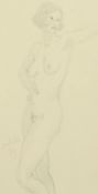 Kanwaldeep Singh Kang, signed Nicks (1964-2007) British, a pencil study of a standing female nude,