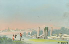 Ciro Denza (19th Century) Italy, A pair of gouache views of scenes around Selinunte, Sicily, one