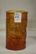 A Chinese amber tinted glass vase.