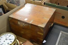 A brass bound teak storage box.