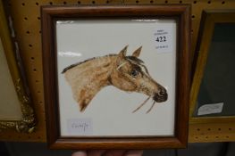 A study of a horse's head, oil painting on ceramic tile.
