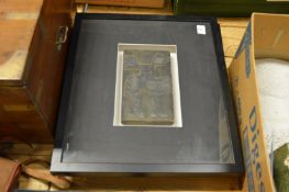 Two eastern printing blocks, framed and glazed.