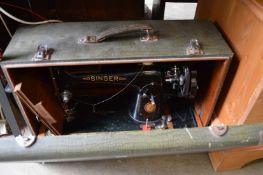 A Singer sewing machine.
