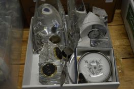 Moulded glass desk clocks etc.