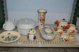 A fox hunting four-piece tea service and other decorative china.