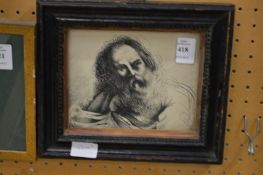 After the antique, a pen and ink of an old man with a beard.