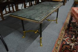 A good continental style marble polished steel brass rectangular classical style coffee table on