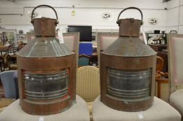 A good large pair of copper port and starboard ship's lanterns by Meteorite, numbered 57856 and