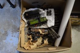 Old model trains and train tracks.