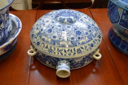 A large Chinese blue and white pilgrim flask.