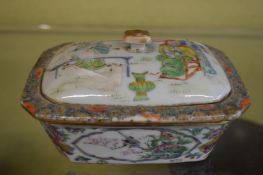 A Canton rectangular dish and cover.