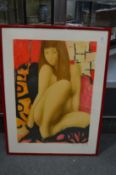 A seated female nude, a limited edition colour print.