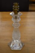 A small cut glass table lamp.