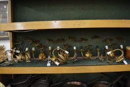 A set of six twin branch and a pair of single branch naturalistic formed wall lights.
