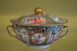 A Canton bowl and cover.