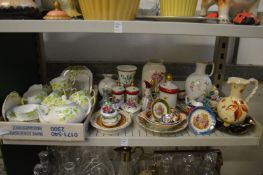 A shelf of decorative china to include a Grafton floral decorated tea service.