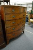 A 19th century mahogany bow front large chest of drawers.