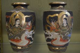 A large pair of Satsuma vases.