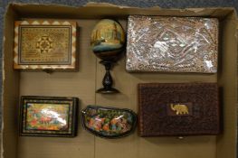 Russian lacquer boxes and other collectables.