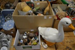 A collection of bird ornaments.