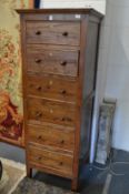 A modern yew wood six-drawer pedestal chest.