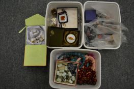 A collection of bead necklaces, bijouterie and other collectables.