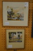 L R Howey, two small pictures depicting the Lake District watercolours.