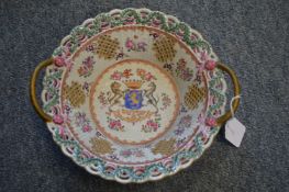 A Samson armorial dish with pierced sides.