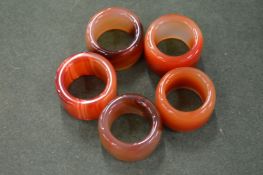 Five Japanese jade archer's rings.