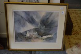 Gordon Dale, a mountainous landscape with cottages.