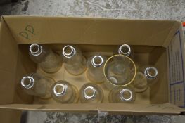 A quantity of etched glass lampshades.