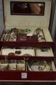 A jewellery box and contents.