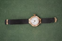 A ladies' 9ct gold wristwatch.