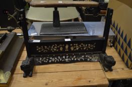 A Chinese inlaid hardwood table screen stand.