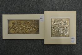 Two Greek embossed silver Christmas cards.