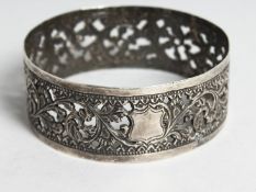 A PLAIN SILVER RING. 3.25ins diameter.