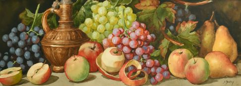Arthur Dudley (19th/20th Century) British, a pair of still life paintings of fruit, watercolour,
