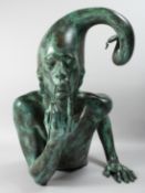JOHN BUCKLEY (1946 -) British, A BRONZE PATINATED FIGURE OF 'PAGLIACCIO' 1977, edition 1 of 7,