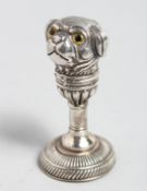 A SILVER PUG DOG SEAL, 2ins high.